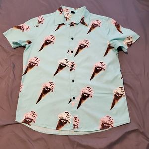 Short Sleeve Ice Cream Casual Button Up